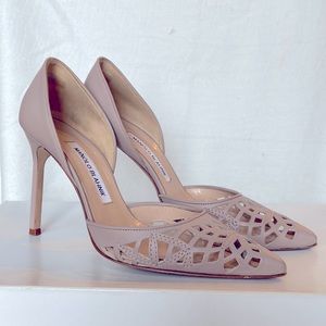 Escarpins Manolo Blahnik Tayler Dorsay - Suède Laser Gris Et Cuir Verni - Taille 40 (Neuf Sans Boîte)